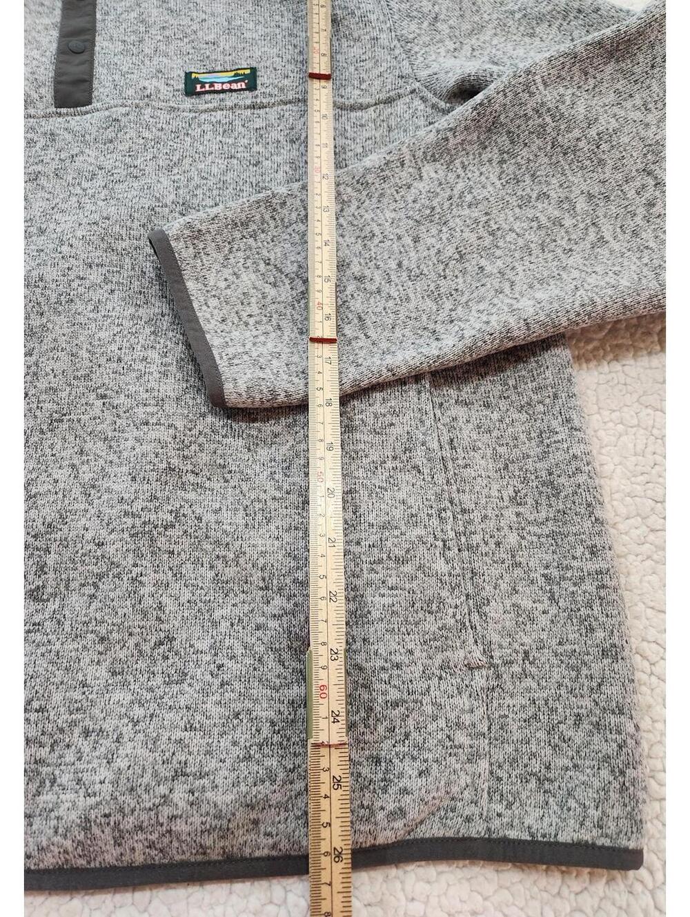 LL Bean Snap Fleece Gray Pullover Sweater Jacket Mens Size Large Slightly Fitted - Picture 7 of 9